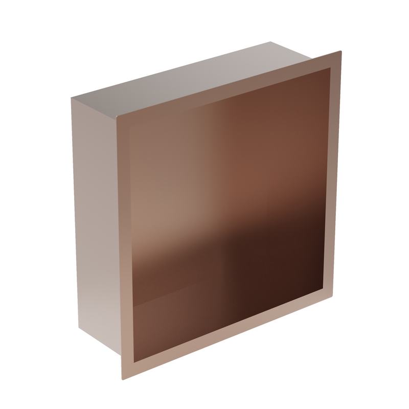 Nicho para encastrar em a�o inoxid�vel 30x10x30. Acabamento em bronze acetinado