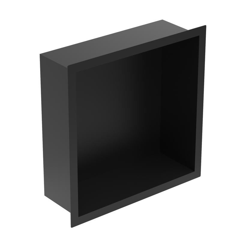 Nicho embut�vel em a�o inoxid�vel 30x10x30. Acabamento preto mate