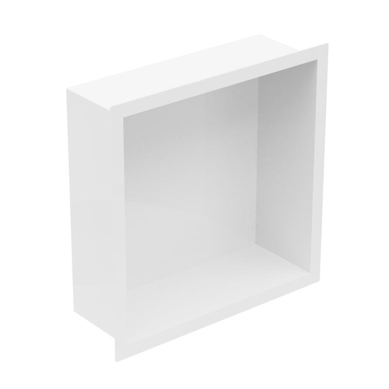 Nicho para encastrar em a�o inoxid�vel 30x10x30. Acabamento branco mate