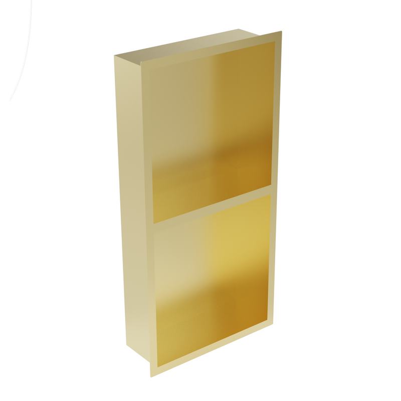 Nicho para encastrar com prateleira em a�o inoxid�vel 60x10x30 (revers�vel). Acabamento em ouro acetinado