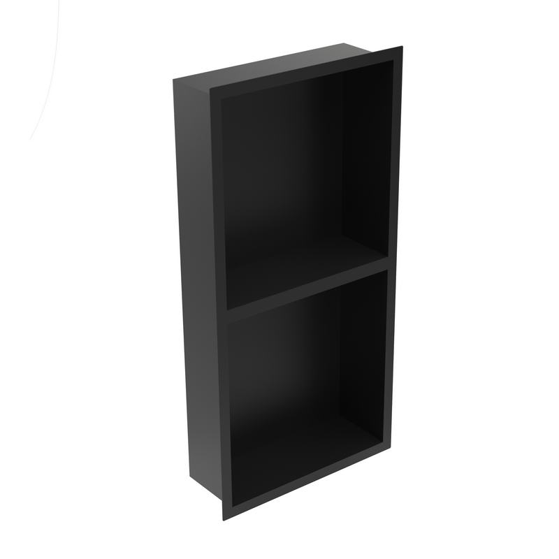 Nicho para encastrar com prateleira em a�o inoxid�vel 60x10x30 (revers�vel). Acabamento preto mate