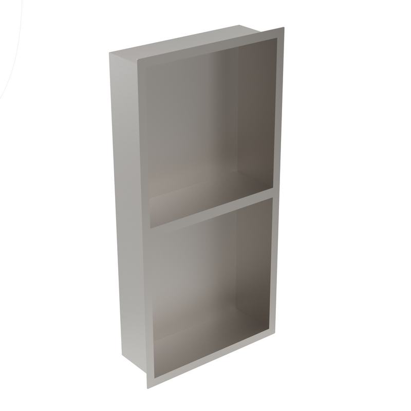 Nicho para encastrar com prateleira em a�o inoxid�vel 60x10x30 (revers�vel). Acabamento acetinado