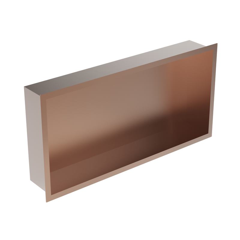Nicho para encastrar em a�o inoxid�vel 60x10x30 (revers�vel). Acabamento em bronze acetinado