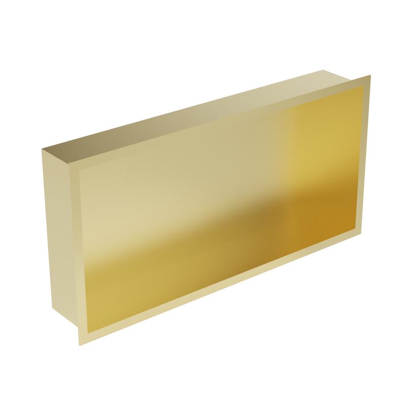 Nicho para encastrar em a�o inoxid�vel 60x10x30 (revers�vel). Acabamento em ouro acetinado