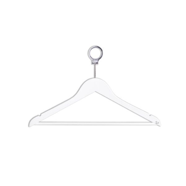 Cabide anel anti-roubo Madeira de faia Branco Dimenso 270X448X12 mm Set 100  Unidades