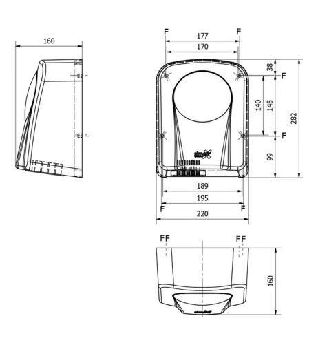 Secador de m�os em ABS Branco Sensor automatico M�dium Jet