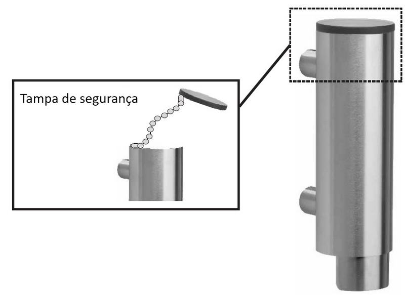 Doseador manual de sab�o l�quido vertical de 300 ml d a�o inoxid�vel Acabamento cetim