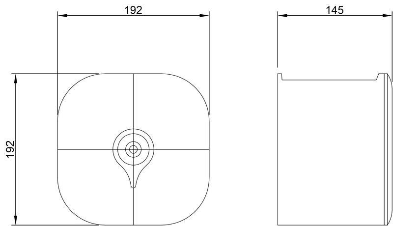 Porta rolos de papel higi�nico com extra��o central. Acabamento em ABS branco e preto