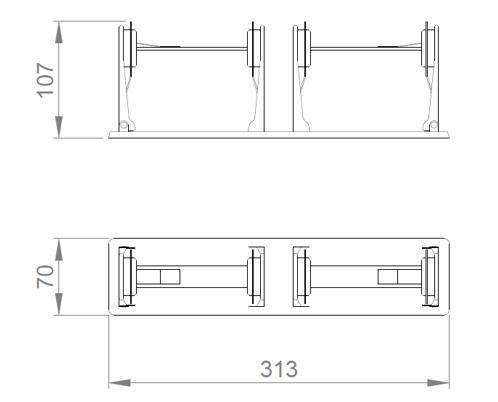 Porta rolos de papel higi�nico horizontal de dois rolos de a�o inoxid�vel para papel higi�nico dom�stico sem tampa. Acabamento brilhante
