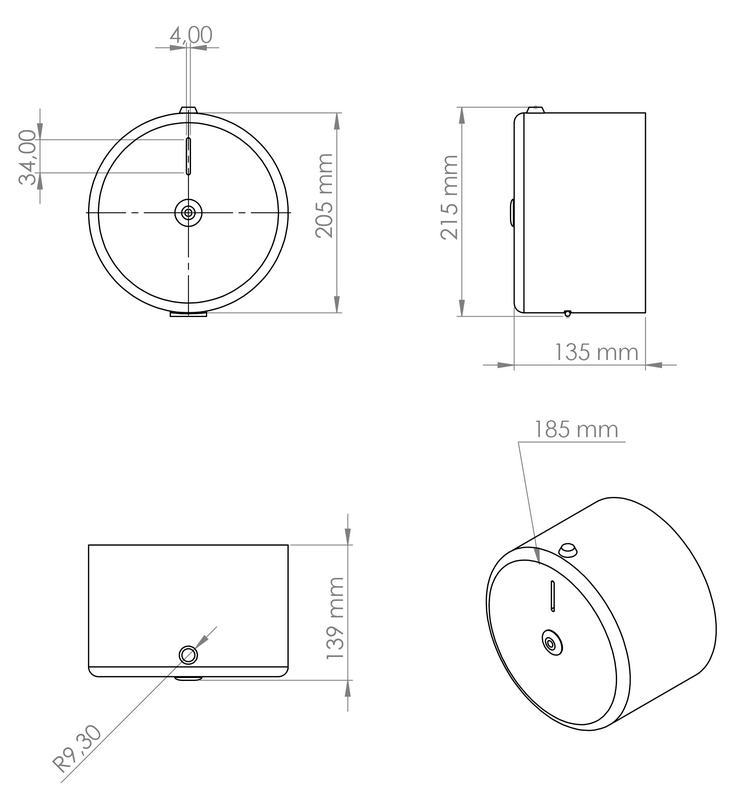 Porta de papel higi�nico em a�o inoxid�vel com extra��o central. Acabamento acetinado 