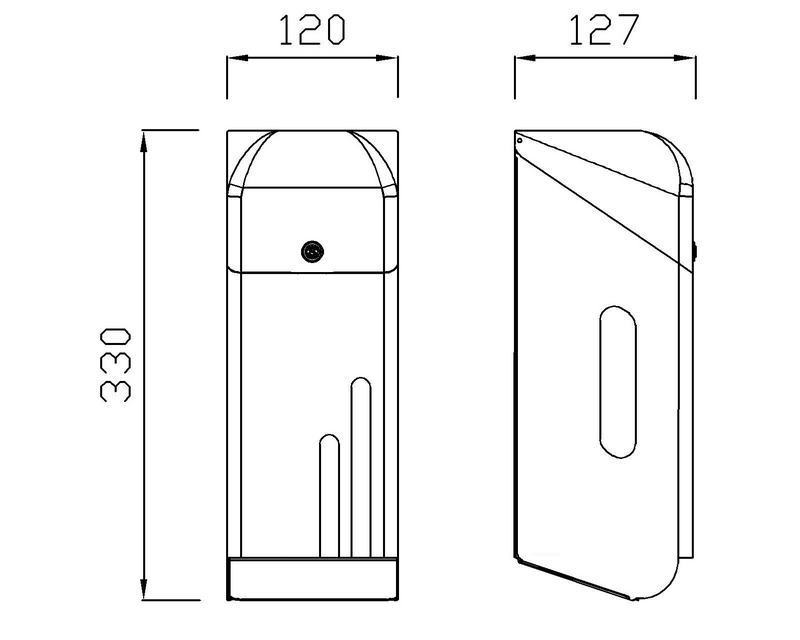 Porta-rolos de papel higi�nico de parede, para tr�s rolos dom�sticos, em a�o inoxid�vel, vertical. Acabamento cetin