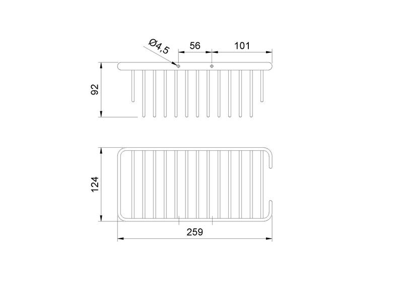 Saboneteira rectangular de lat�o cromado. Acabamento brilhante