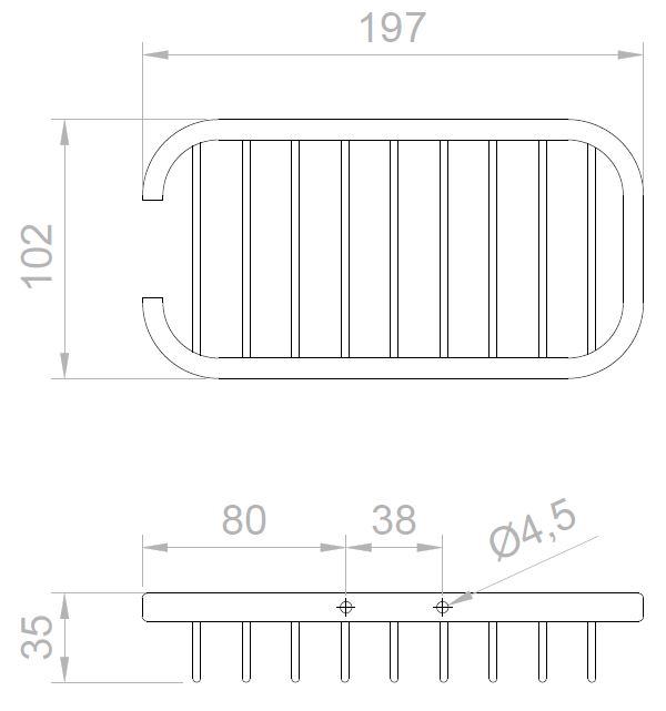Saboneteira rectangular de lat�o cromado. Acabamento brilhante