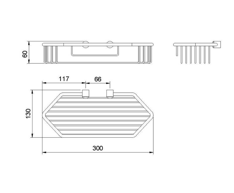 Saboneteira rectangular em a�o inoxid�vel. Acabamento brilhante