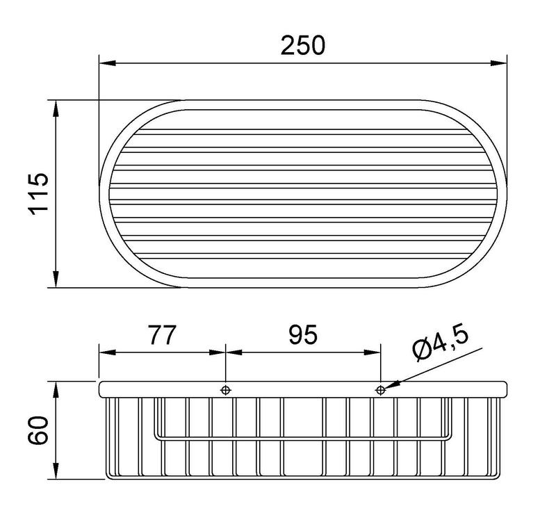 Saboneteira rectangular em a�o inoxid�vel. Acabamento brilhante