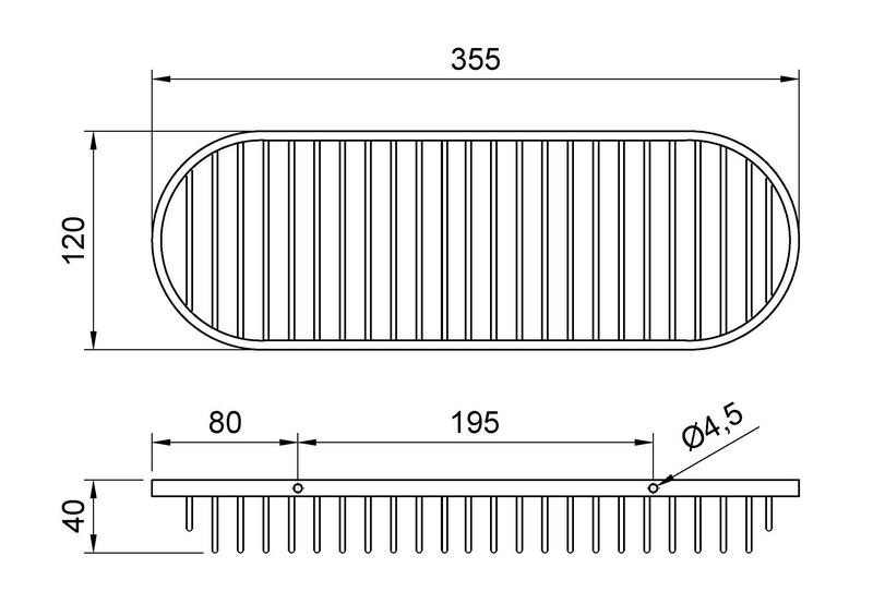 Saboneteira rectangular em a�o inoxid�vel. Acabamento brilhante