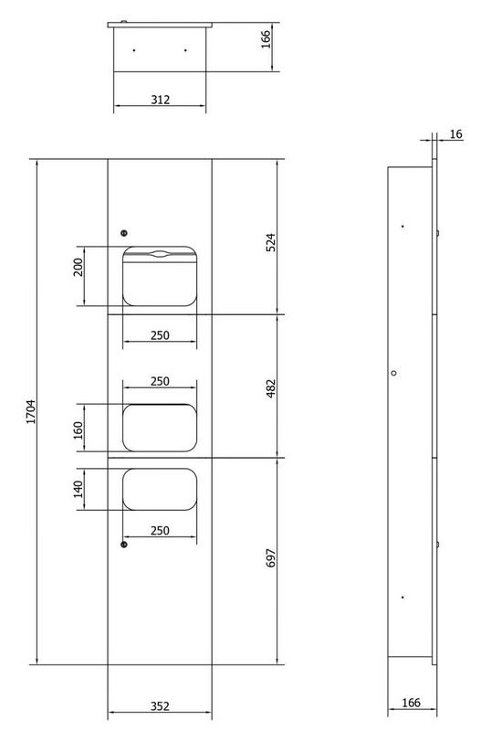 M�vel compacto embutido c secador de m�os, modelo BigFlow evo
