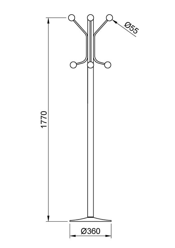 Cabideiro  de revestimento met�lico em a�o pintado com tinta epoxi. 8 cabides cromados. Acabamento cinzento-prateado