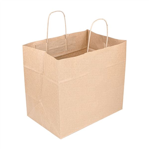 SACOS SOS CATERING COM ASAS 90 G/M2 32+21x28,5 CM NATURAL KRAFT CAIXA 250 UNIDADES 