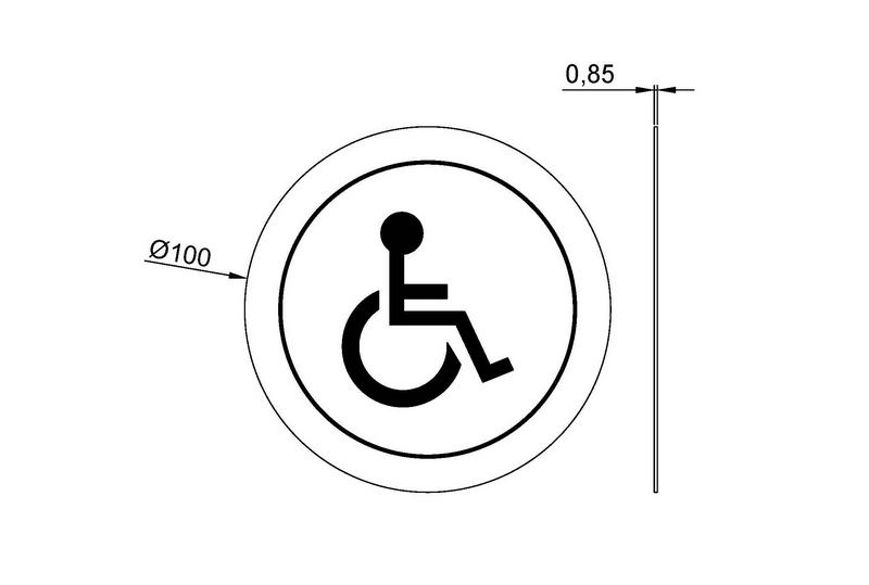 Pictograma adesivo WC Pessoas com mobilidade reduzida em a�o inoxid�vel. Acabamento em cetim