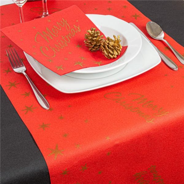 ROLO TETE A TETE (20 SERVI�OS) 'MERRY CHRISTMAS' 55 G/M2 0,40x24 M ENCARNADO AIRLAID (6 UNIDADE)