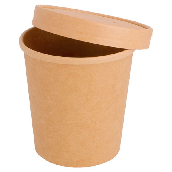 Terrina/Potes  para Sopa Com Tampa  960 ML NATURAL KRAFT  Pack 25 Unidades 