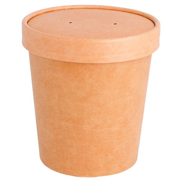 Terrina/Potes  para Sopa Com Tampa  960 ML NATURAL KRAFT  Pack 25 Unidades 