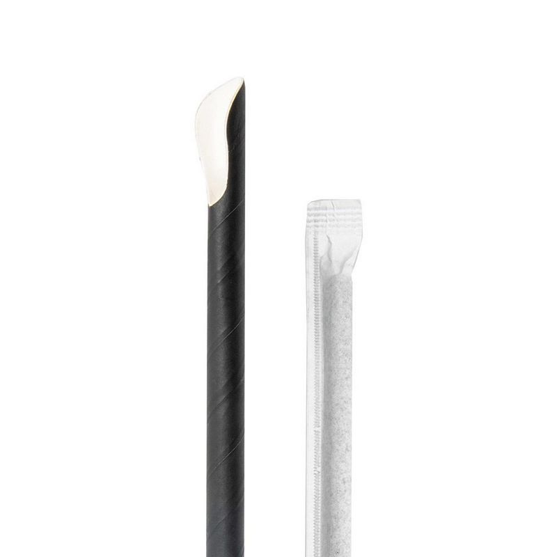 PALHINHAS COM COLHER EMBALADAS INDIVIDUALMENTE BRANCO 0,8x21 CM PRETO PAPEL  100 UNIDADE