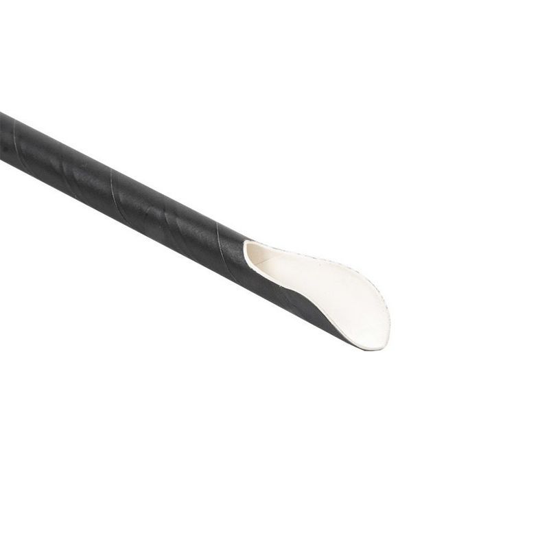 PALHINHAS COM COLHER EMBALADAS INDIVIDUALMENTE BRANCO 0,8x21 CM PRETO PAPEL  100 UNIDADE