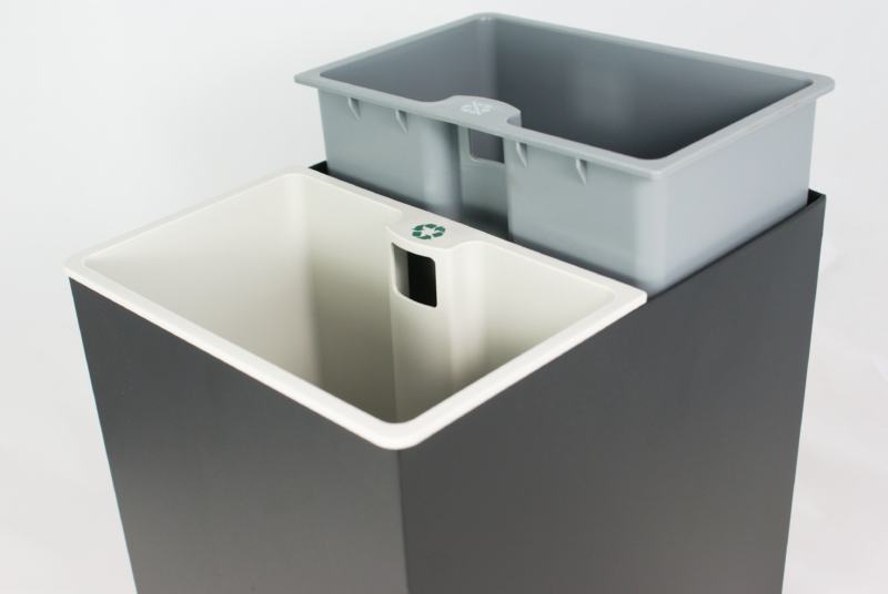 Papeleira/Caixote  Selectiva rectangular com 2 compartimentos 14 Lt