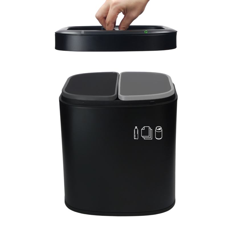 Papeleira/Caixote do lixo de reciclagem oval com 2 compartimentos