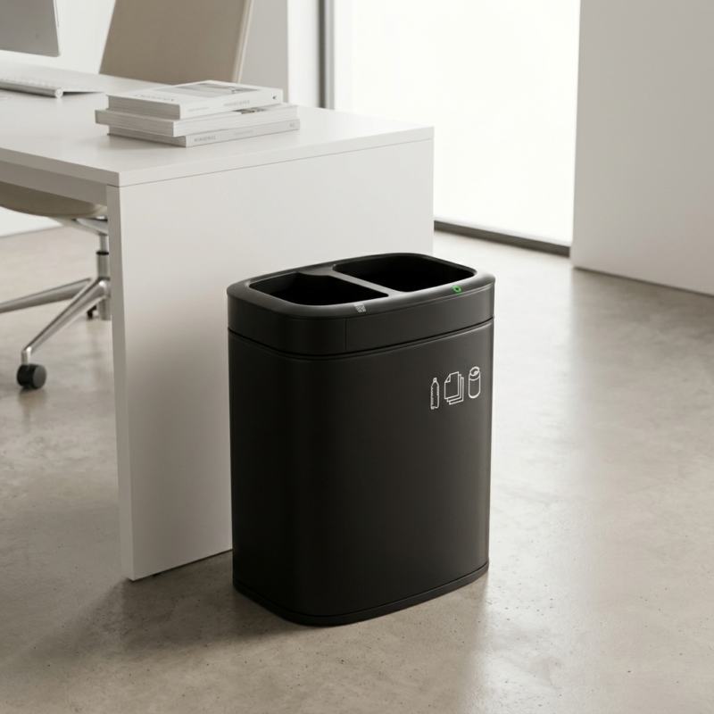 Papeleira/Caixote do lixo de reciclagem oval com 2 compartimentos
