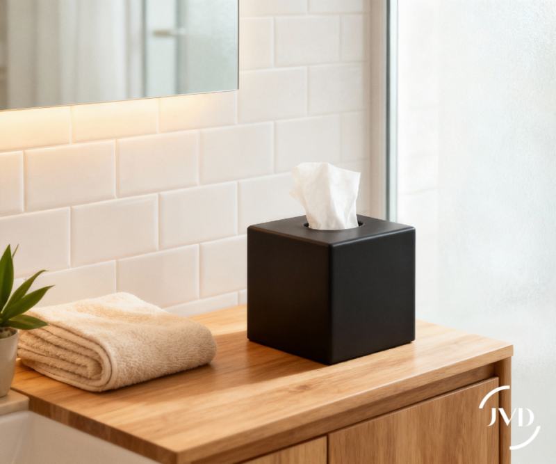 Dispensador em cubo de Len�os Faciais Preta Mate Sanibox