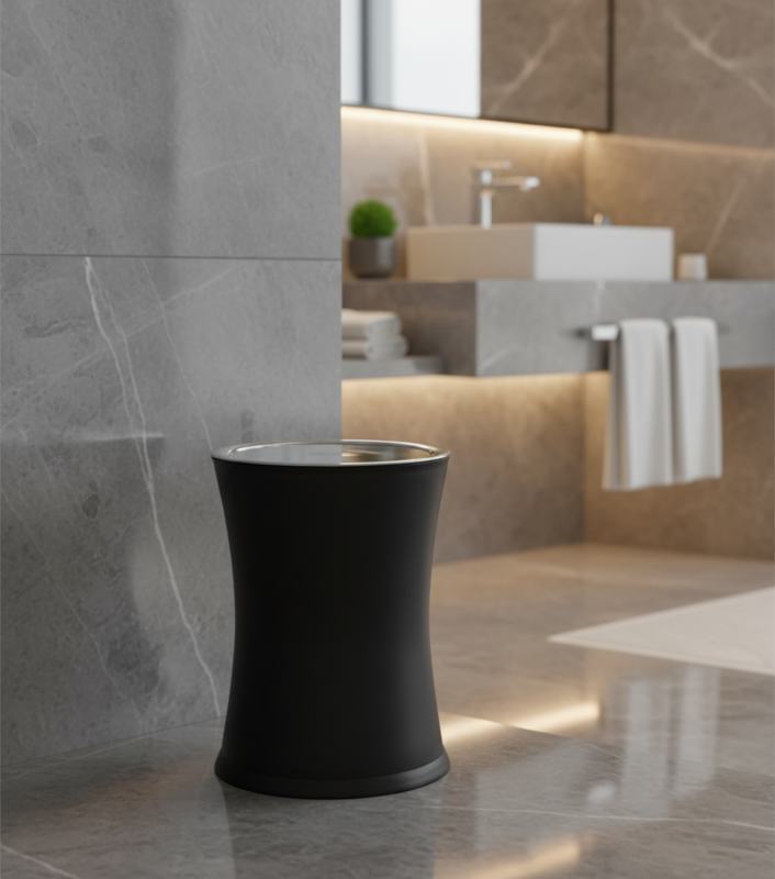 Papeleira/Caixote do lixo com tampa basculante 8 L, a�o preto mate 
