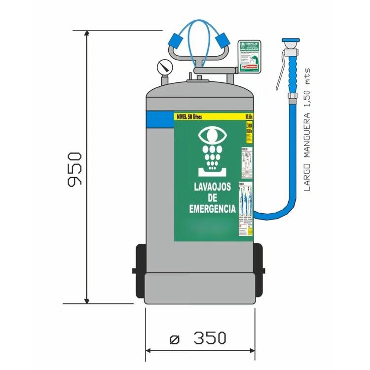 Lava-olhos com duche manual port�til de 50 L