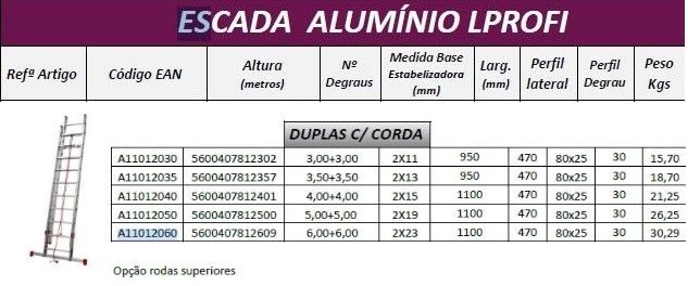Escada Alum�nio LPROFI Dupla  C/ Corda 4,00+4,00