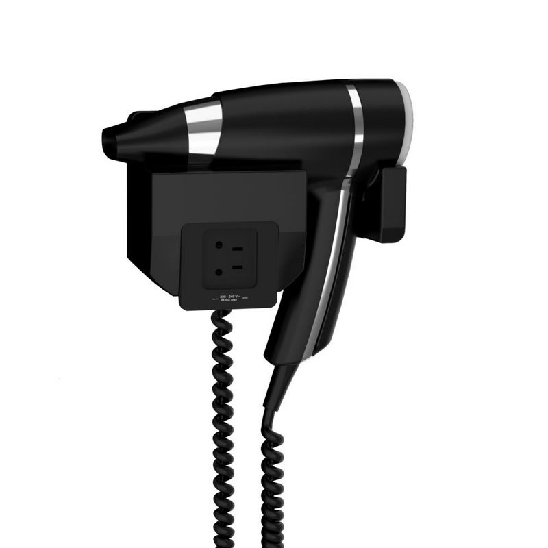 Secador de Cabelo Preto + Base de suporte FRONTAL c/ Tomada BRITTONY