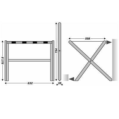 Suporte para malas em madeira, preto, com 4 cintas