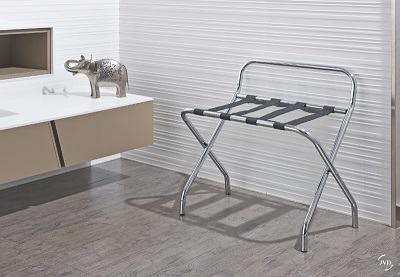 Suporte para malas com encosto em a�o cromado