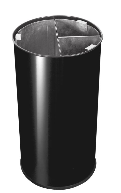 Balde de 60 L em a�o inox preto com 3 compartimentos