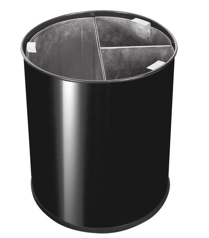 Balde de 40 L em a�o preto  com 3 compartimentos