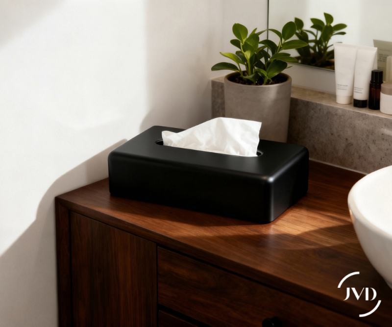 Dispensador Rectangular de Len�os Faciais Preto Sanibox