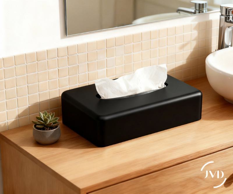 Dispensador Rectangular de Len�os Faciais Preto Sanibox