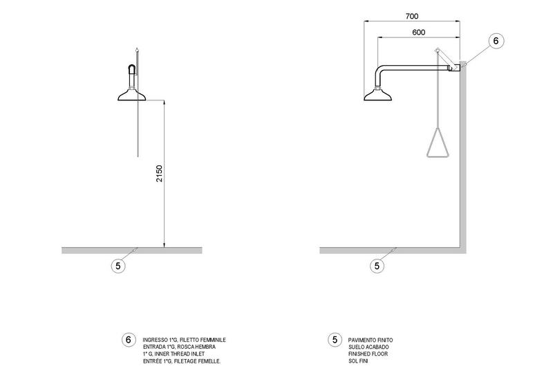 Chuveiro de seguran�a manual horizontal para montagem na parede