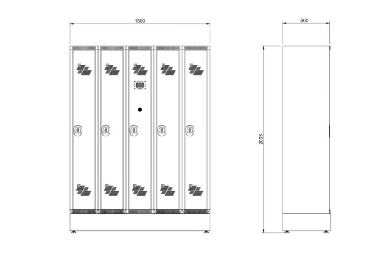 Cacifos de secagem HYGIbox GROUP - 4 cacifos - Compr 300 mm